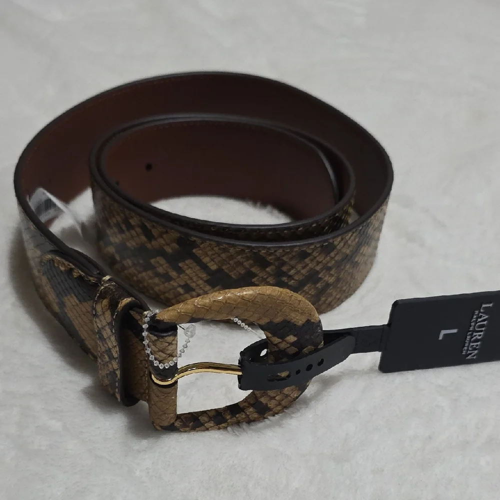 Lauren Ralph Lauren Tan‎ and Black Faux Snakeskin Patterned Belt. M.